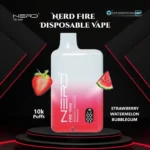 Nerd Fire 10000 Puffs Disposable Vape Strawberry Watermelon Bubblegum