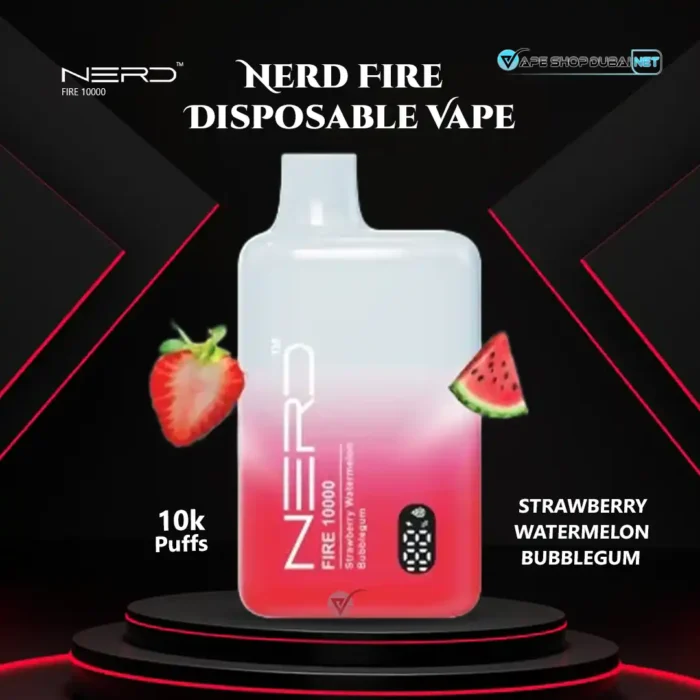 Nerd Fire 10000 Puffs Disposable Vape Strawberry Watermelon Bubblegum