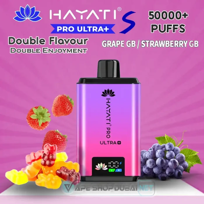 Hayati-Pro-Ultra-S-50000-Puffs-Disposable-Vape-Grape-GB-Strawberry-GB