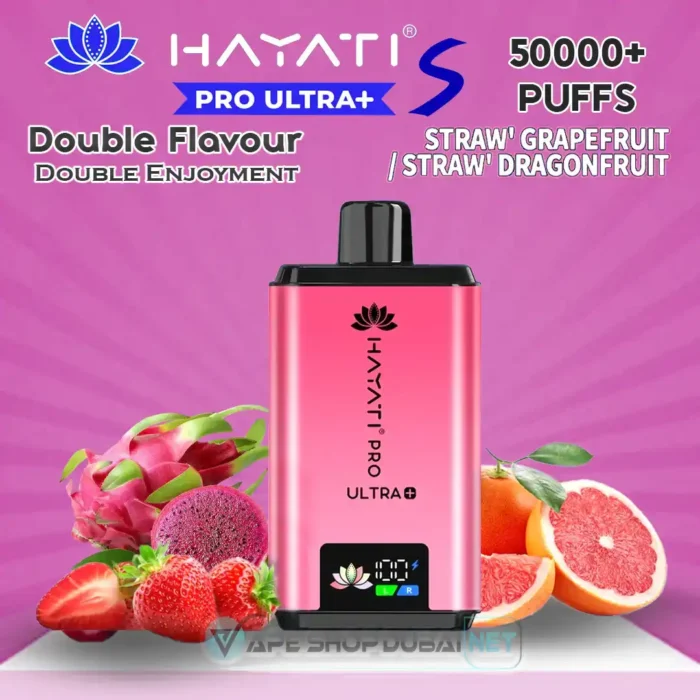 Hayati-Pro-Ultra-S-50000-Puffs-Disposable-Vape-Straw-Grapefruit-Straw-Dragonfruit