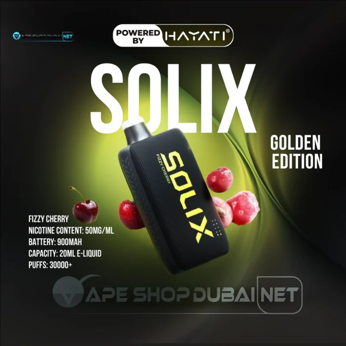 Hayati Solix 30000 Puffs Disposable Vape Golden Edition FIZZY-CHERRY Flavors In UAE