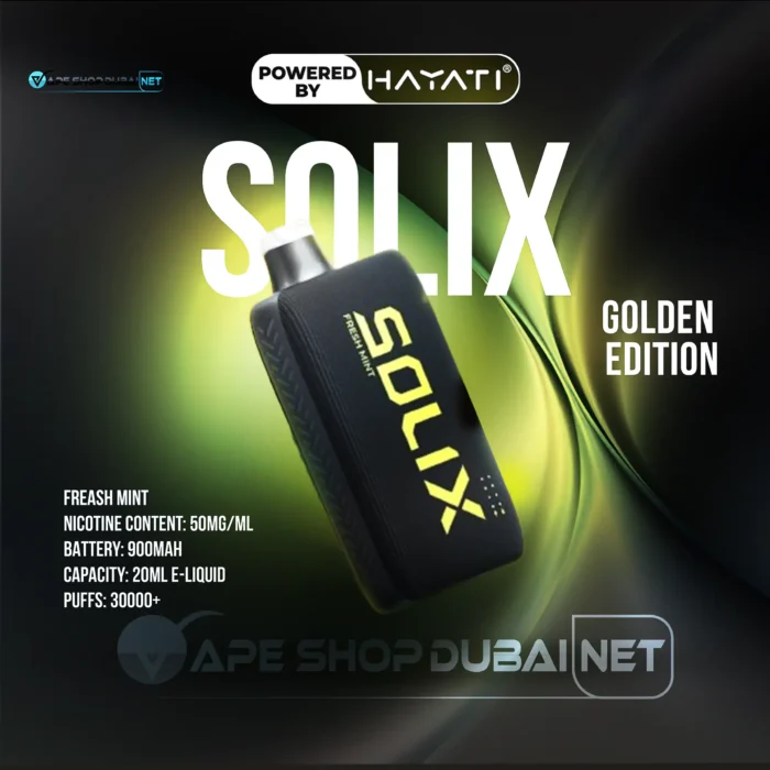 Hayati Solix 30000 Puffs Disposable Vape Golden Edition FREASH MINT Flavors In UAE