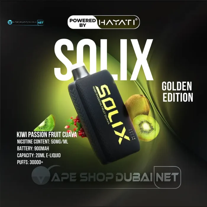 Hayati Solix 30000 Puffs Disposable Vape Golden Edition KIWI PASSION FRUIT CUAVA Flavors In UAE