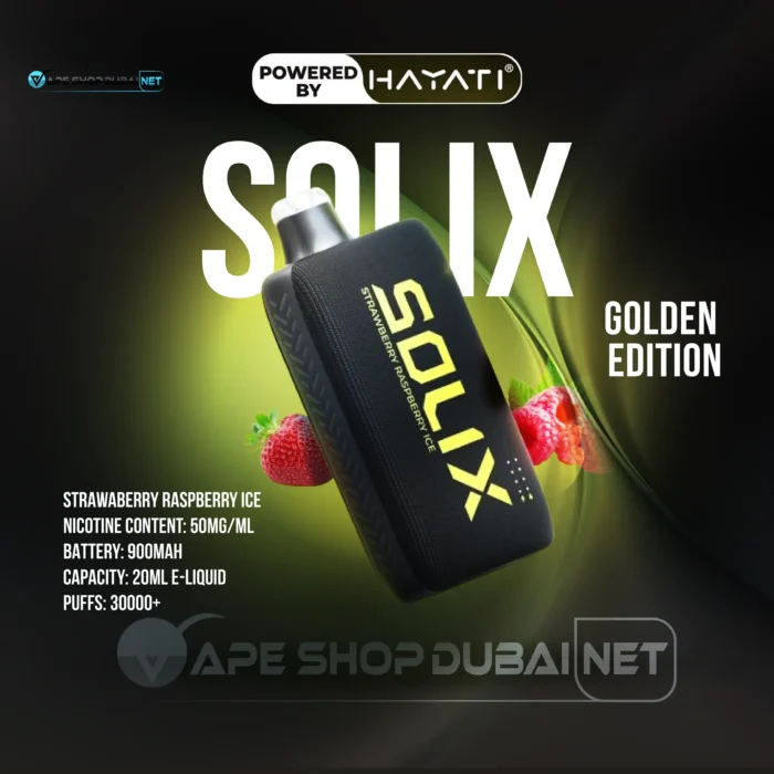 Hayati Solix 30000 Puffs Disposable Vape Golden Edition SSTRAWBERRY RASPBERRY ICE Flavors In UAE