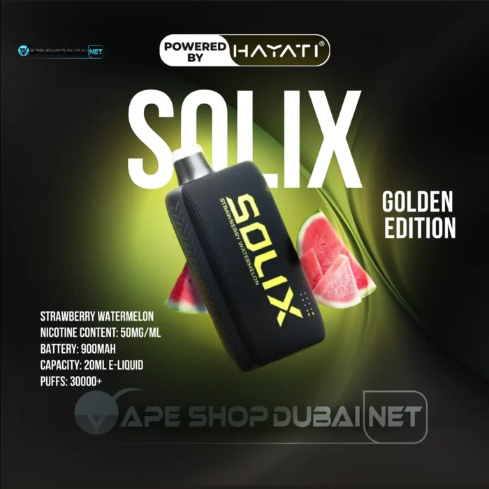 Hayati Solix 30000 Puffs Disposable Vape Golden Edition Strawberry Watermelon Flavors In UAE