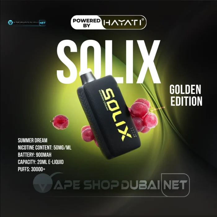 Hayati Solix 30000 Puffs Disposable Vape Golden Edition SUMMER DREAM Flavors In UAE