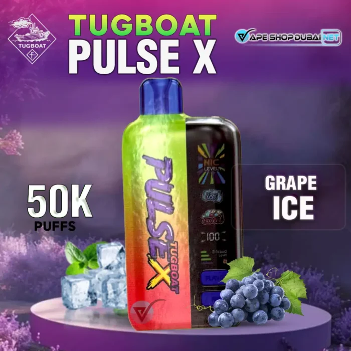 Buy Tugboat PULSE X 50K Puffs in UAE | Premium Grape Ice