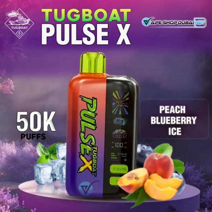 Buy Tugboat PULSE X 50K Puffs in UAE | Premium Peach Blueberry Ice